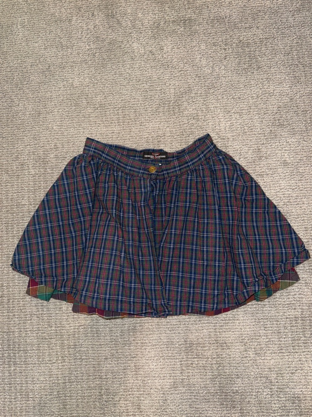 Vintage Guess Plaid Mini Skirt - Navy and Red
